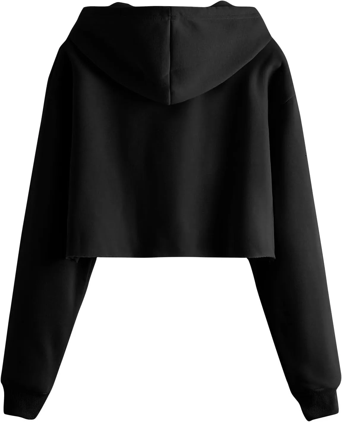 Womens Cropped Hoodie Crop Sweatshirts for Women Casual Workout Pullover Tops Drawstring Top Hooded Sweatshirt Fall