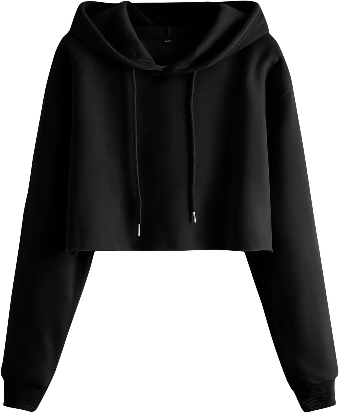 Womens Cropped Hoodie Crop Sweatshirts for Women Casual Workout Pullover Tops Drawstring Top Hooded Sweatshirt Fall