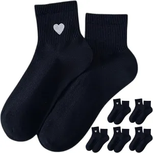 Women's Cute Cotton Athletic Socks with Heart Embroidered Thin Mesh Breathable Casual Aesthetic Ankle Socks Gifts