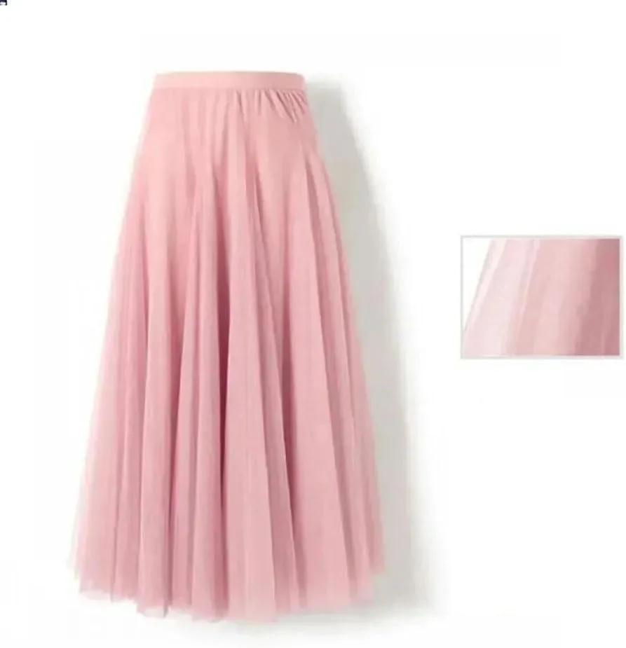 Women's Elastic Skirt Summer Korean Beach High Waist Pleated Long Skirt