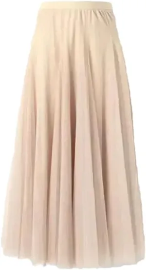 Women's Elastic Skirt Summer Korean Beach High Waist Pleated Long Skirt
