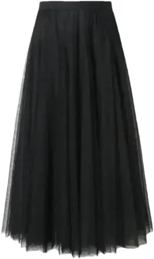 Women's Elastic Skirt Summer Korean Beach High Waist Pleated Long Skirt