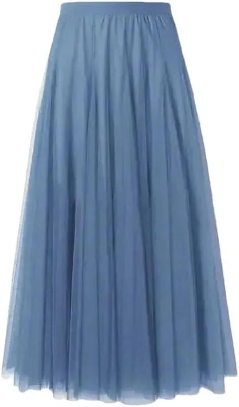 Women's Elastic Skirt Summer Korean Beach High Waist Pleated Long Skirt