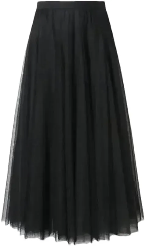 Women's Elastic Skirt Summer Korean Beach High Waist Pleated Long Skirt