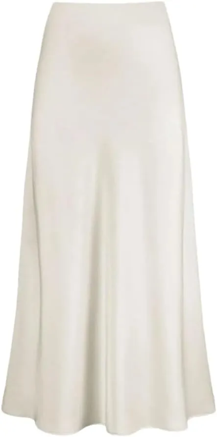Women's Elegant Satin Long Skirt High Waist Solid Color Casual Summer Women Skirt