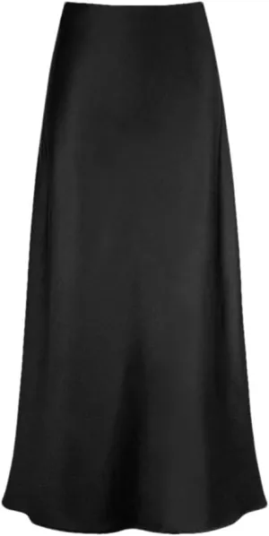 Women's Elegant Satin Long Skirt High Waist Solid Color Casual Summer Women Skirt