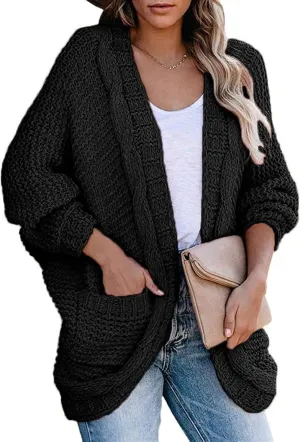 Women's Front Cardigan Long Sleeve Chunky Knit Cardigan Loose Fit Sweater