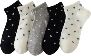 Women's Heart Pattern Ankle Socks with Bows Summer Cute Soft Breathable Cotton Casual No Show Athletic Socks Gifts