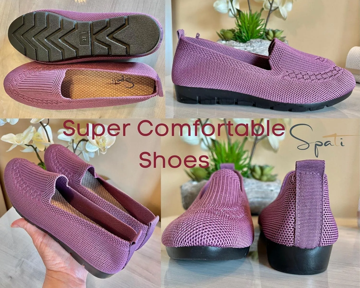 Women's Knitted Flat Shoes Lightweight Comfortable Loafers Women Footwear Slip On Casual Breathable Mesh Walking Shoes Female Round Toe Black, Pink, Purple, Red, Navy Blue, Grey, Beige