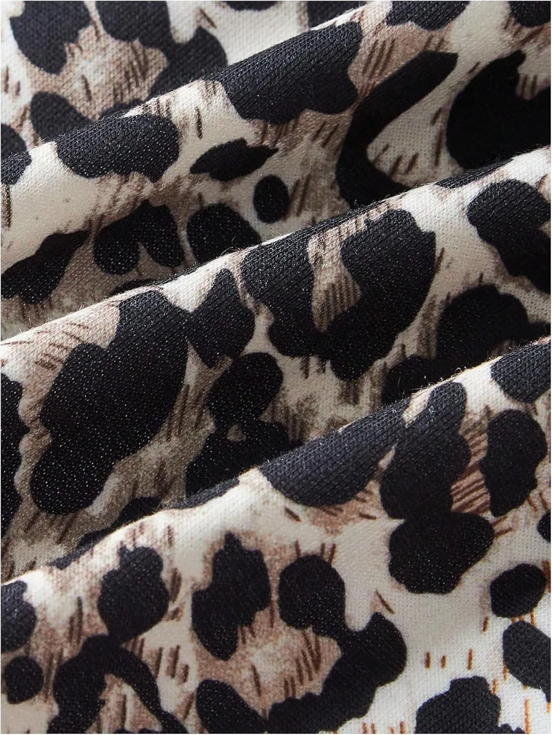 Women's Leopard Print Drawstring Crop Hoodie Drop Shoulder Long Sleeve Sweatshirt