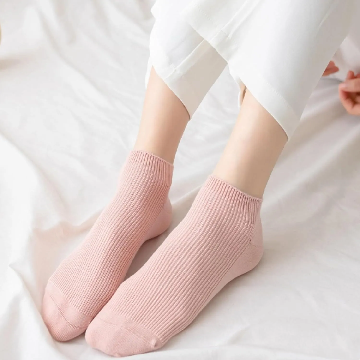 Womens Ribbed Cotton Ankle Socks Summer Breathable Thin Soft Fashion Cozy Athletic Low Cut Casual No Show Socks