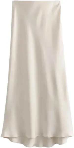 Women's Satin Long Skirts Women Summer High Waist Straight Midi Skirt
