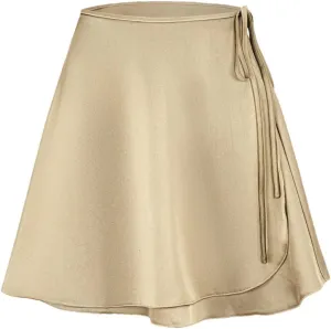 Women's Summer Elegant Satin A-Line Skirt Women Casual Loose Solid Color High Waist Skirt