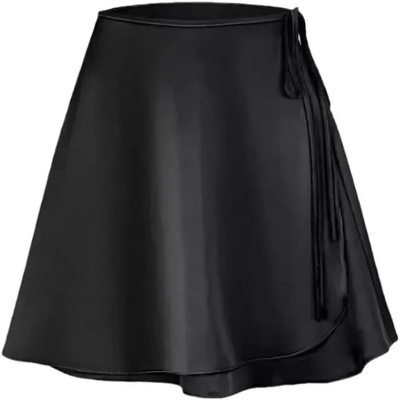 Women's Summer Elegant Satin A-Line Skirt Women Casual Loose Solid Color High Waist Skirt