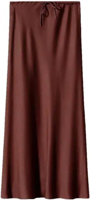Women's Summer Solid Color Satin Long Skirt Women Elegant High Waist Skirts