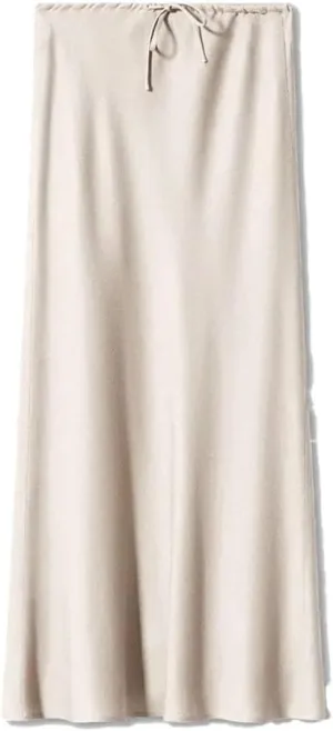 Women's Summer Solid Color Satin Long Skirt Women Elegant High Waist Skirts