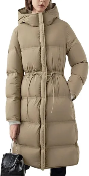 Women's Thick Mid-Length Hooded Down Jacket Warm Parka Female Slim Puffer Coats