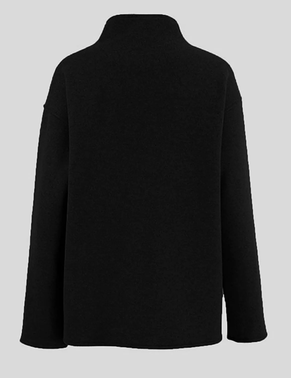 Womens Wool Blend Shacket Jackets Stand Collar Long Sleeve Double Breasted Pea Coat