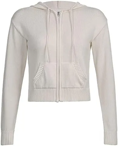 Womens Zip Up Hoodie Coquette Aesthetic Cropped Plain Hoodie Y2k Sweater Grunge Sweatshirt Jacket Fairycore Clothes