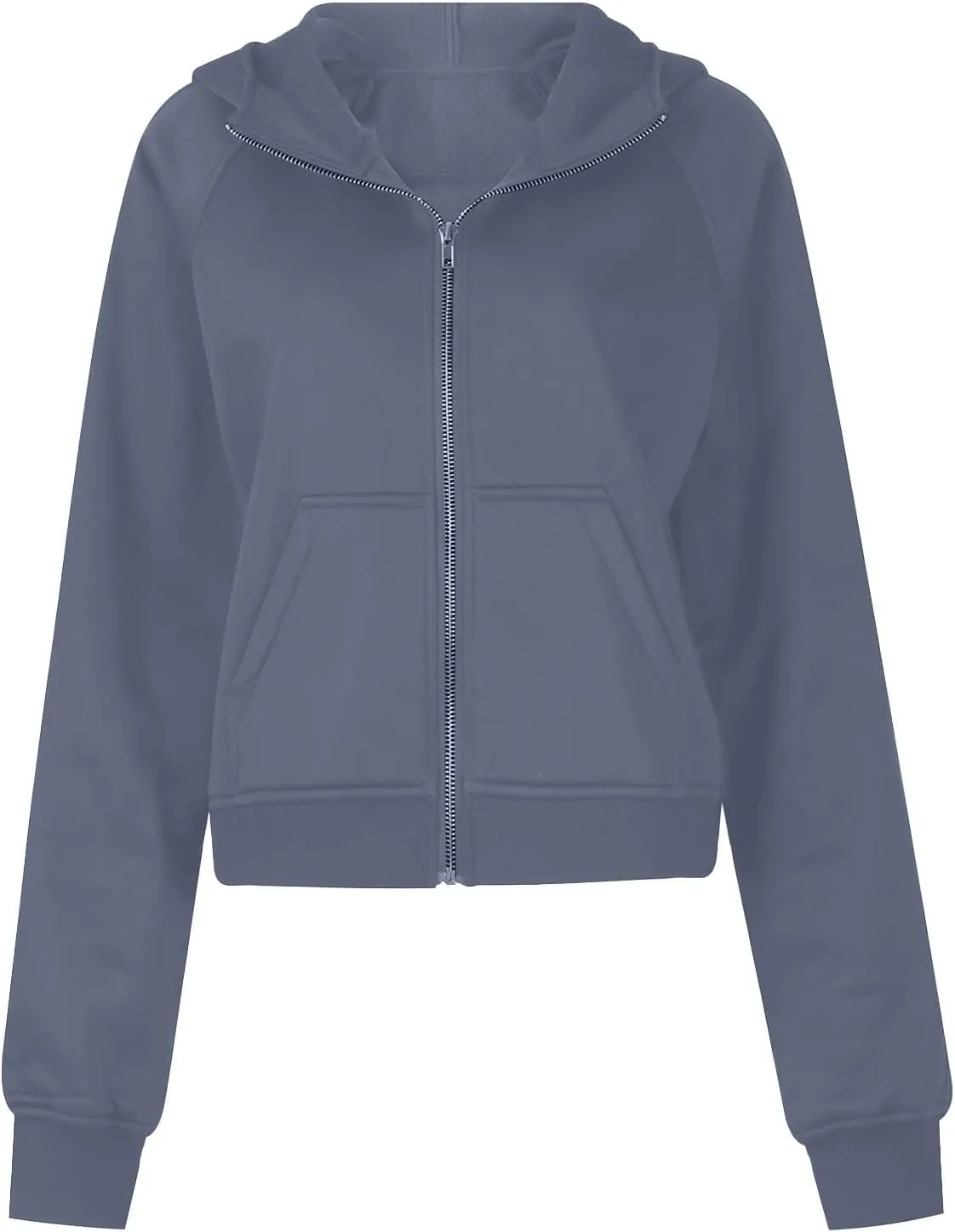 Womens Zip Up Hoodie Cropped Sweatshirts Thumb Hole Fleece Jackets with Pockets Trendy Fall Outfits Workout Coat