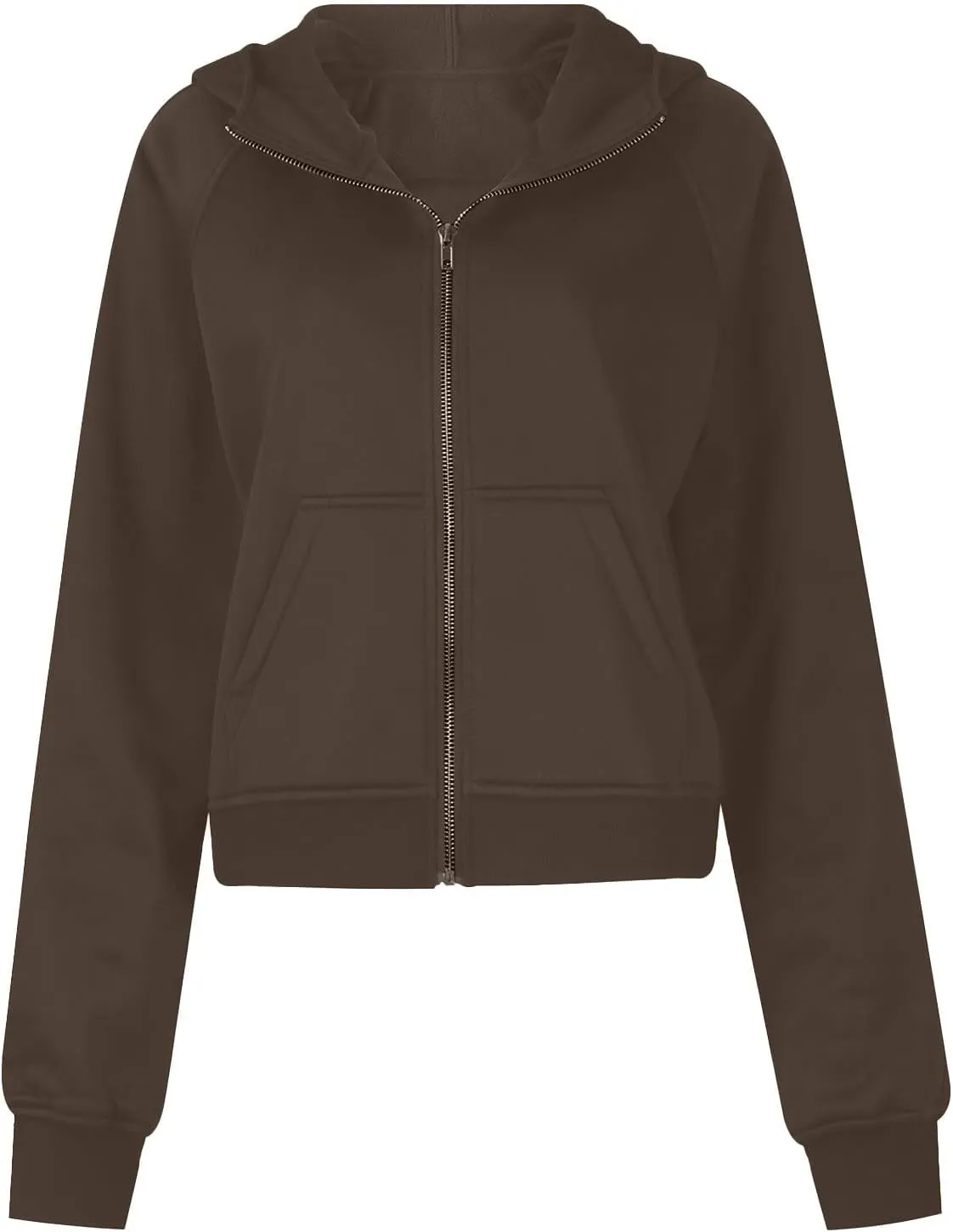 Womens Zip Up Hoodie Cropped Sweatshirts Thumb Hole Fleece Jackets with Pockets Trendy Fall Outfits Workout Coat