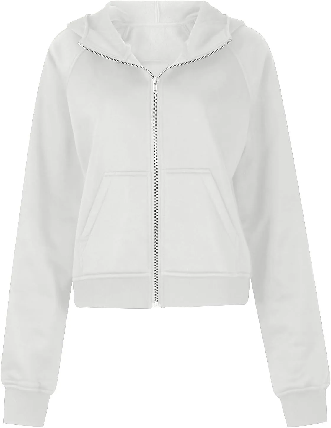 Womens Zip Up Hoodie Cropped Sweatshirts Thumb Hole Fleece Jackets with Pockets Trendy Fall Outfits Workout Coat