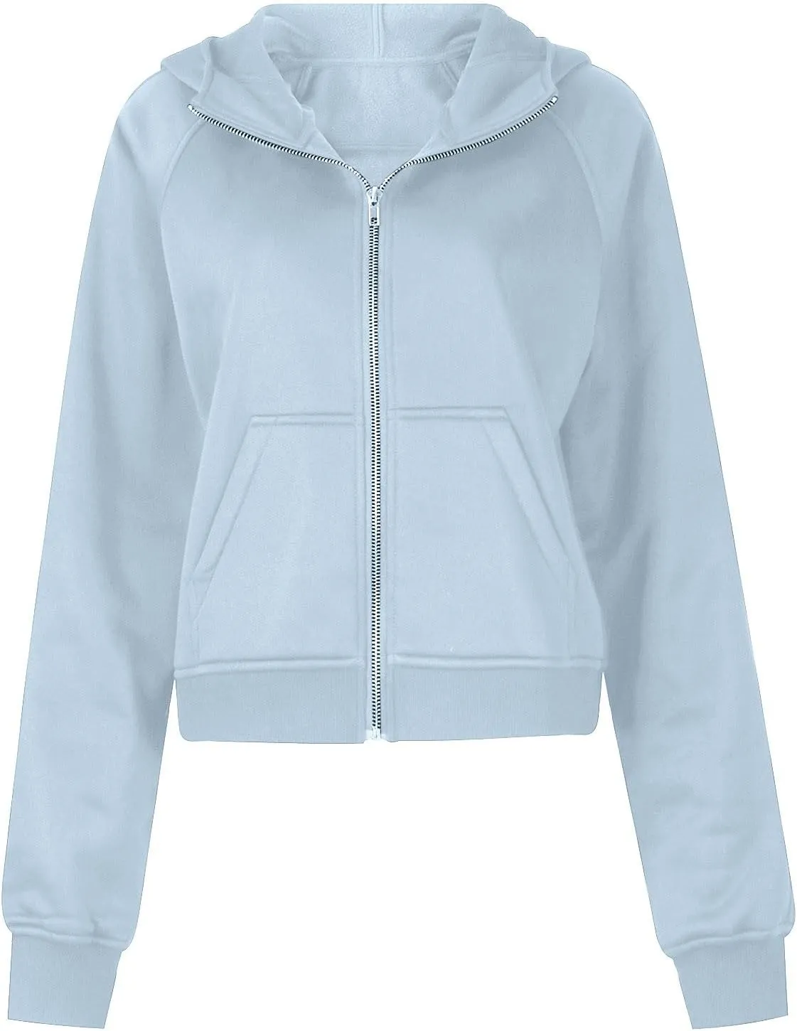 Womens Zip Up Hoodie Cropped Sweatshirts Thumb Hole Fleece Jackets with Pockets Trendy Fall Outfits Workout Coat