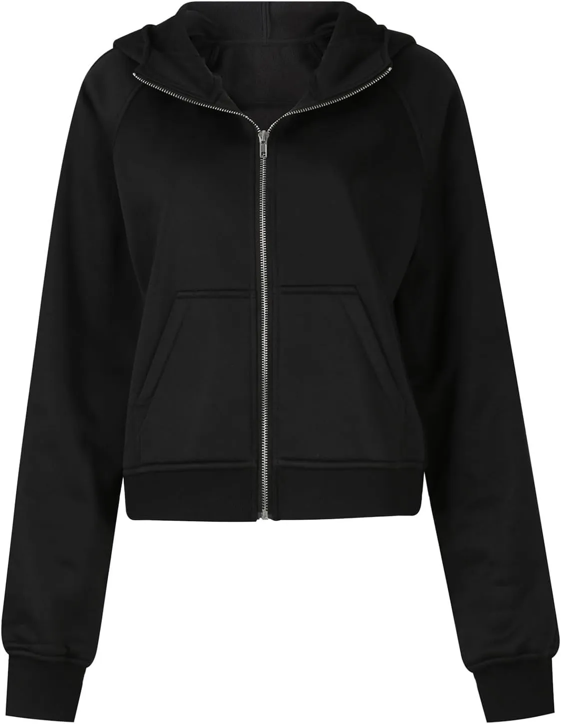 Womens Zip Up Hoodie Cropped Sweatshirts Thumb Hole Fleece Jackets with Pockets Trendy Fall Outfits Workout Coat