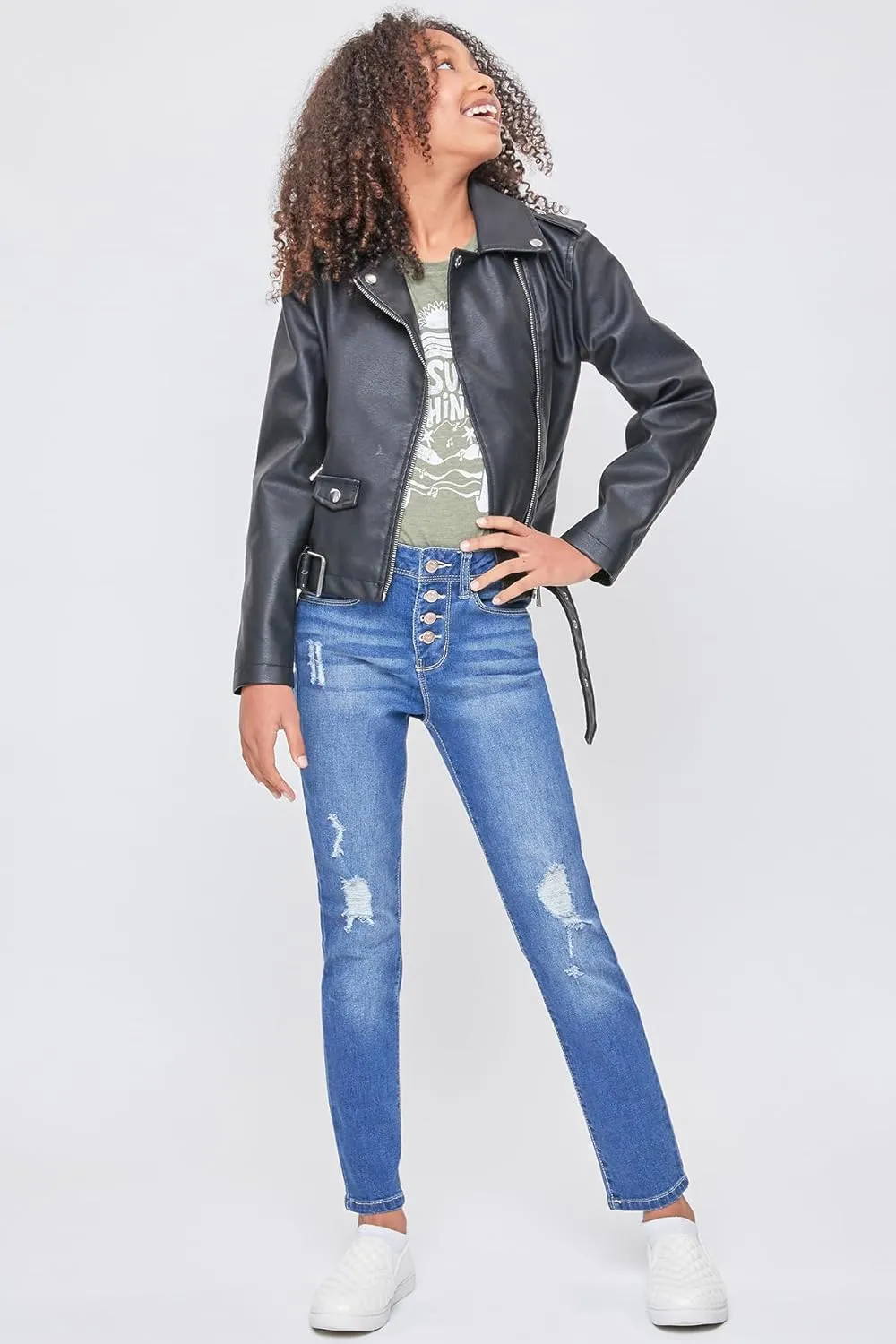 YMI Girls Essential Button Fly Skinny Jeans