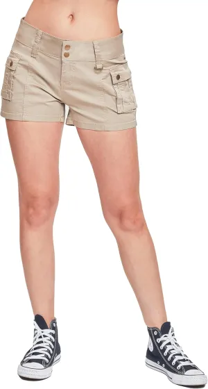 YMI Women's Low Rise Poplin Cargo Shorts