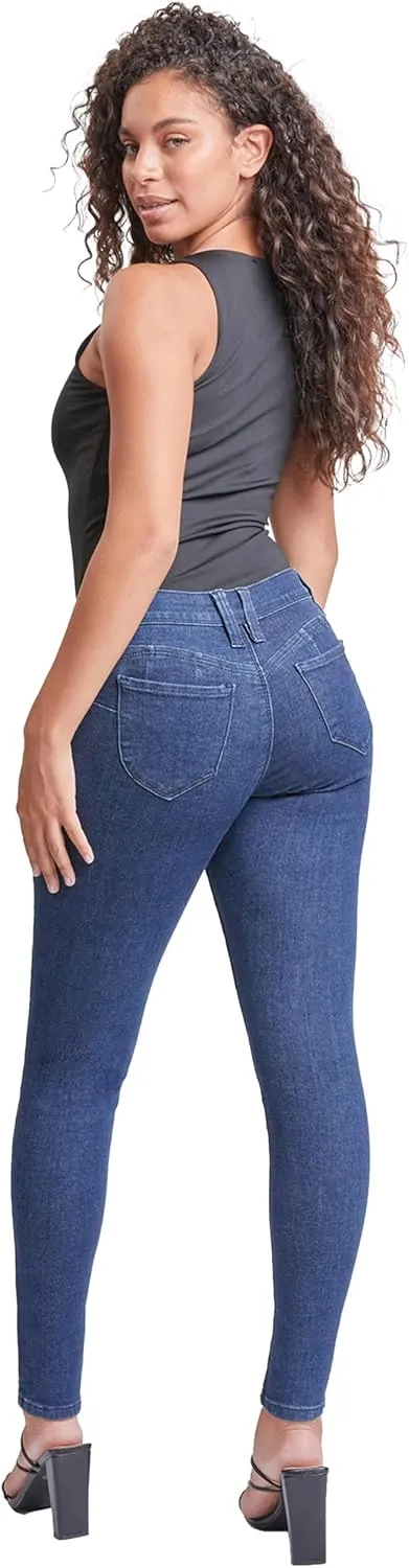 YMI Womens Sustainable Wannabettabutt Mid Rise Skinny Jeans