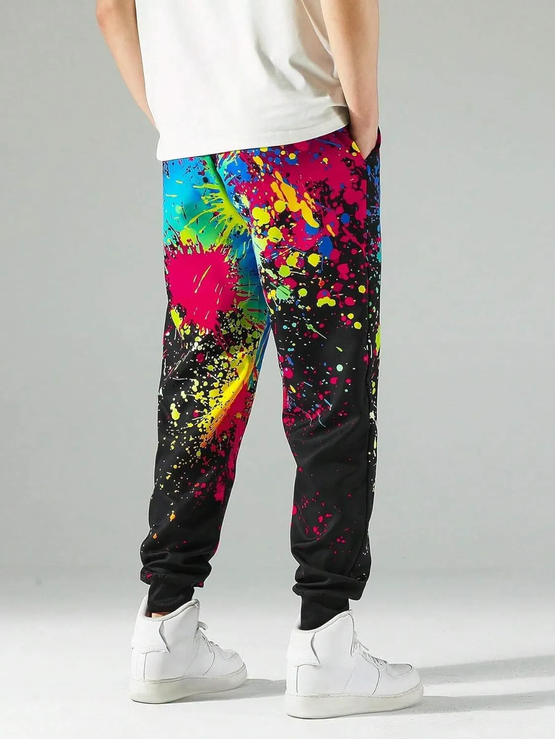ZAFUL Men's Sweatpants Tapered Gym Running Workout Pants Cartoon Face Print Athletic Drawstring Joggers with Pockets