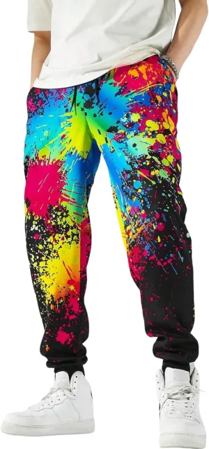 ZAFUL Men's Sweatpants Tapered Gym Running Workout Pants Cartoon Face Print Athletic Drawstring Joggers with Pockets