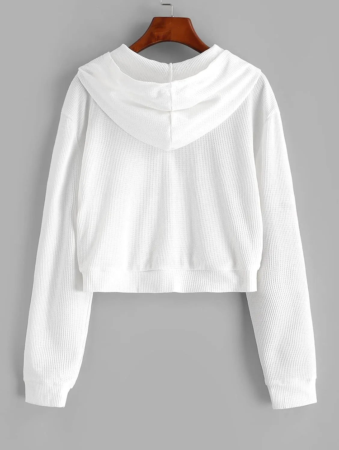 ZAFUL Women's Zip Up Thin Hoodies Long Sleeve Casual Plaid Hoodie Jacket Drop Shoulder Cropped Hooded Sweatshirt