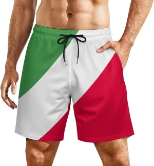 Zakqeik Italian Flag Mens Swim Trunks Quick Dry Swim Shorts with Pockets Funny Beach Shorts