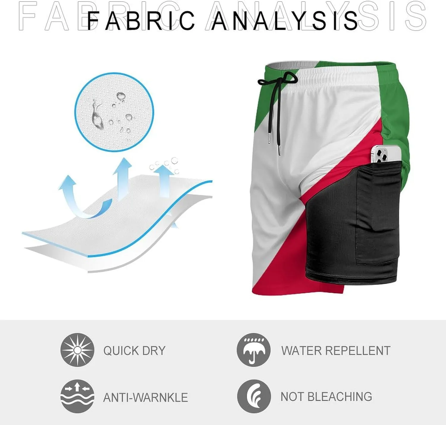 Zakqeik Italian Flag Mens Swim Trunks Quick Dry Swim Shorts with Pockets Funny Beach Shorts